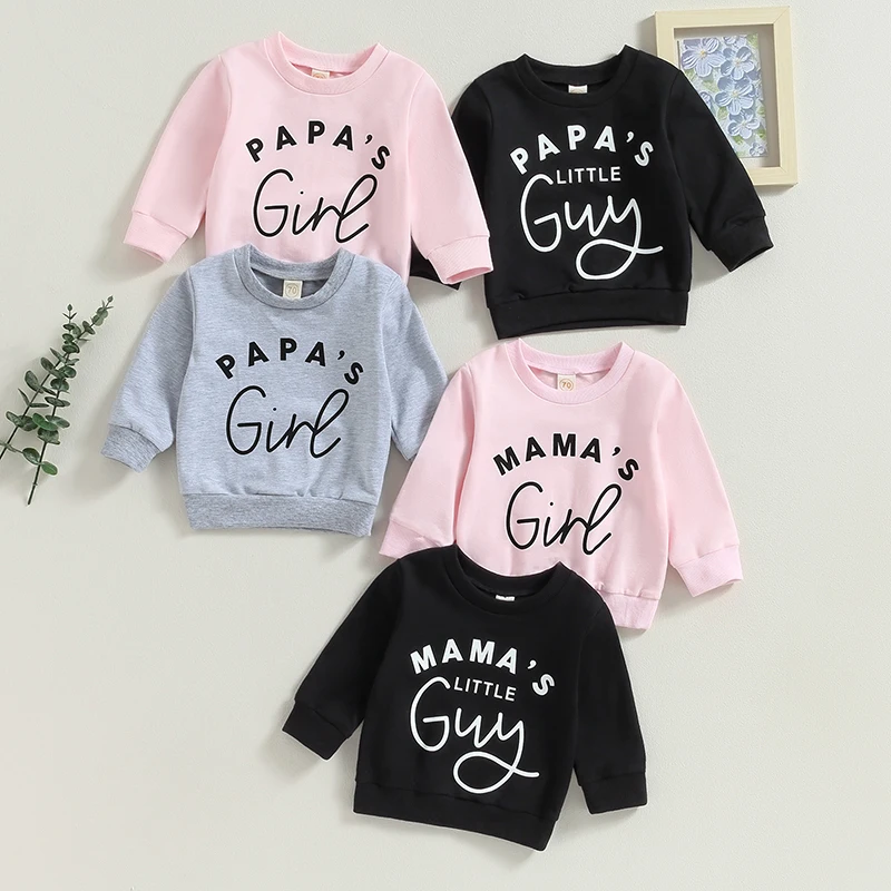 

Kids Baby Girl Boy Sweatshirt Letter Print Long Sleeve Pullovers Autumn Tops for Toddler Cute Clothes 0-3Years