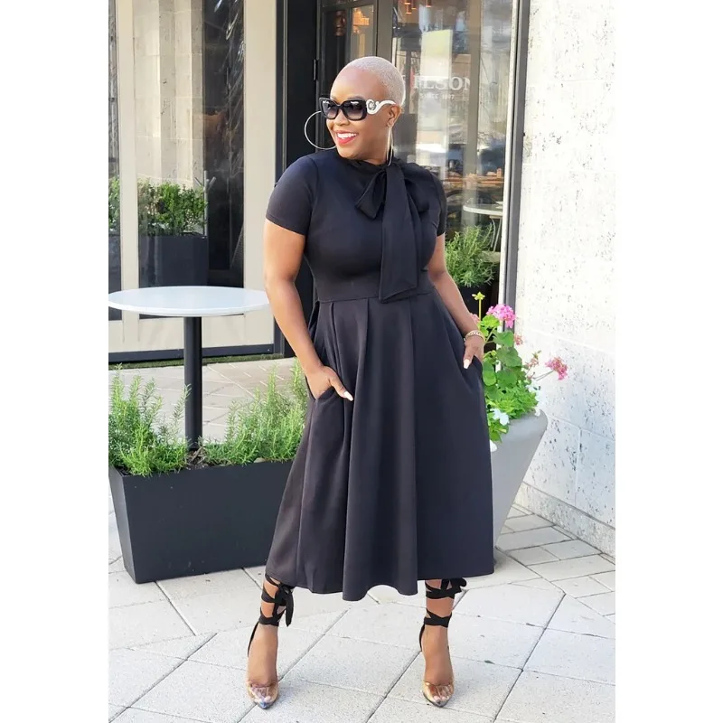 

Dashiki African Dresses for Women Elegant Summer Short Sleeve Polyester Black Blue Long Dress Outfits Gowns Africa Clothing