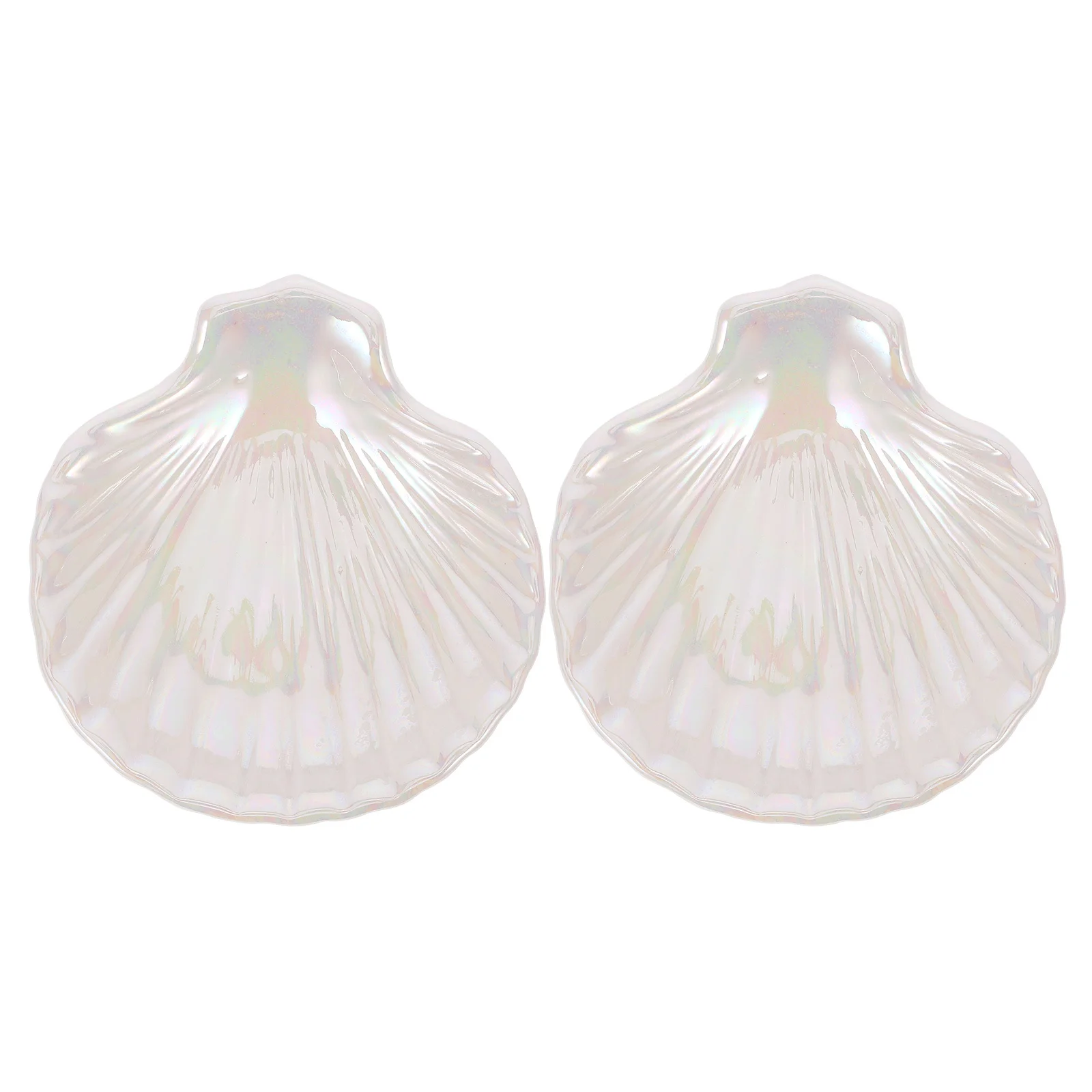 

2Pcs Ceramic Shell Jewelry Dish White Decorative Ring Holder Tray Organizer for Earrings Necklaces Seashell Bowl
