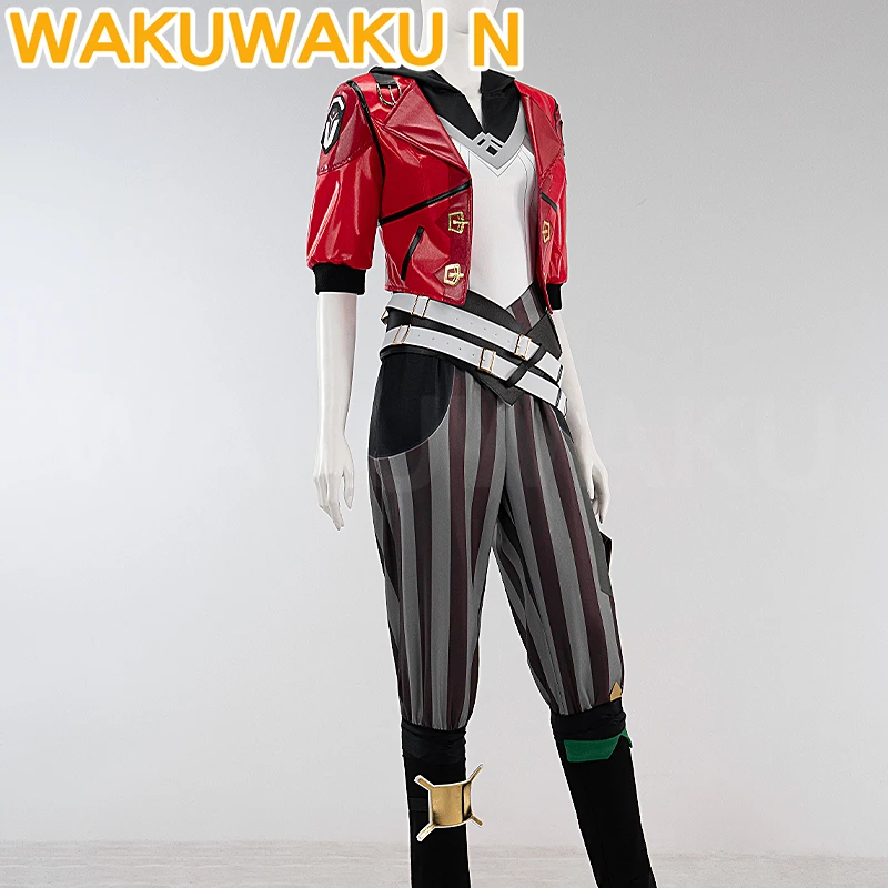 Vi Cosplay Costume Anime Arcane Cosplay【XS-3XL】WakuWaku-N Vi Cosplay Women Red Coat Costume LOL Plus Size