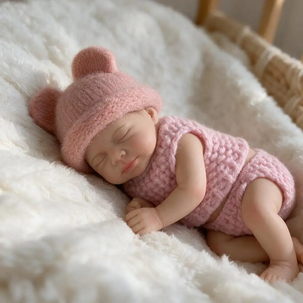 6 Inch Pascale Full Body Solid Silicone Reborn Doll Closed Eyes Hand Painted Waterproof Lifelike Collectible Art Gift
