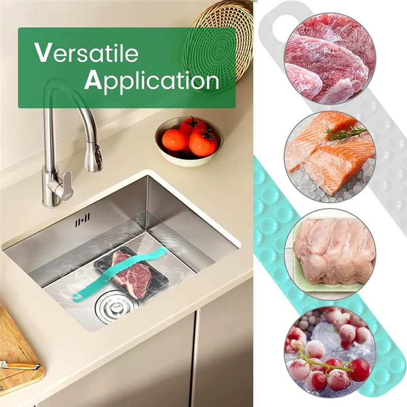 【صفقة فلاش!】2 قطعة حزام ذوبان، حزام تثبيت حوض السيليكون، حزام إزالة الجليد أطول أسرع للحوم والخضروات المجمدة