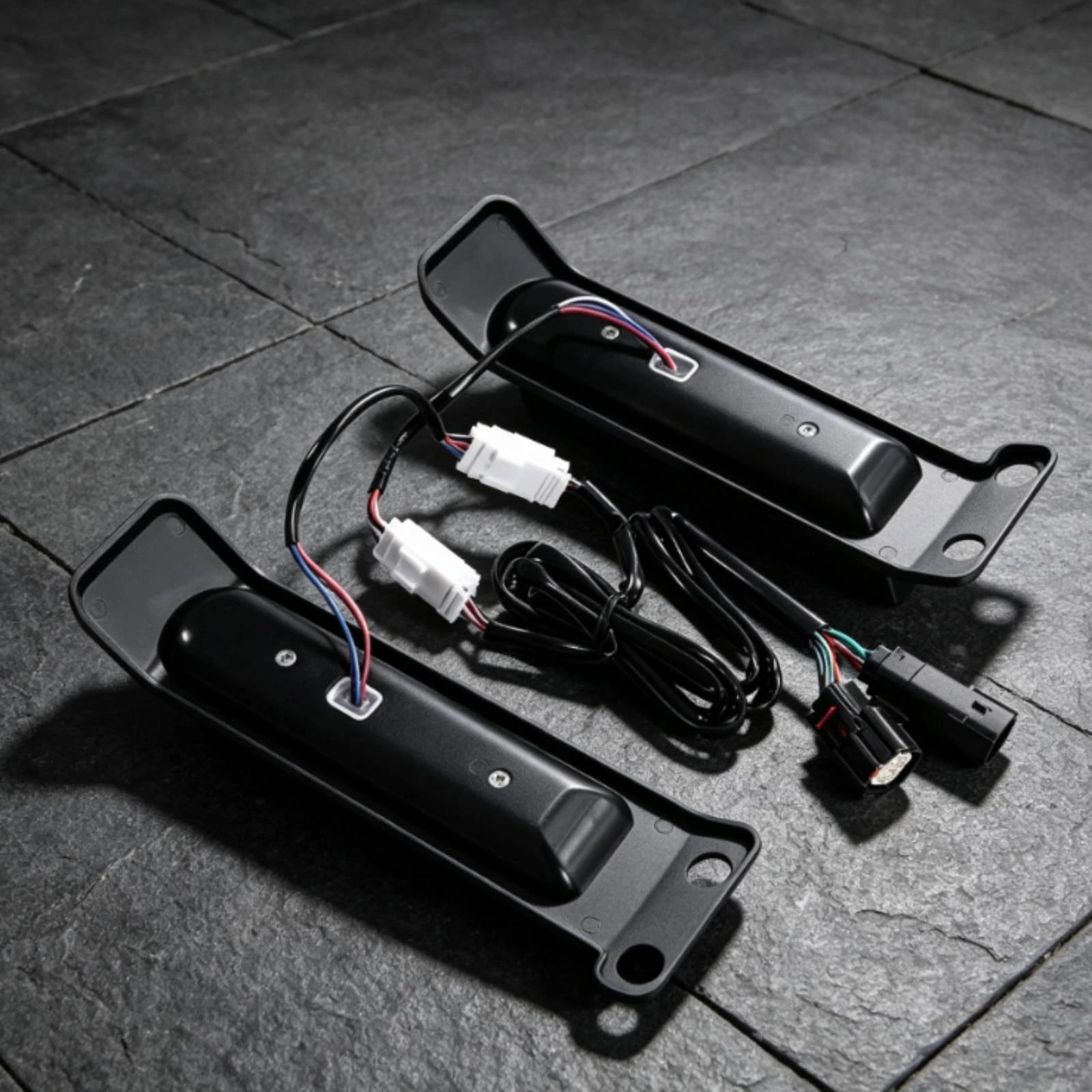 LED Motorcycle Lights Black Motorcycle Lights with Wiring Harness Wiring Harness with Plugs Waterproof Weatherproof