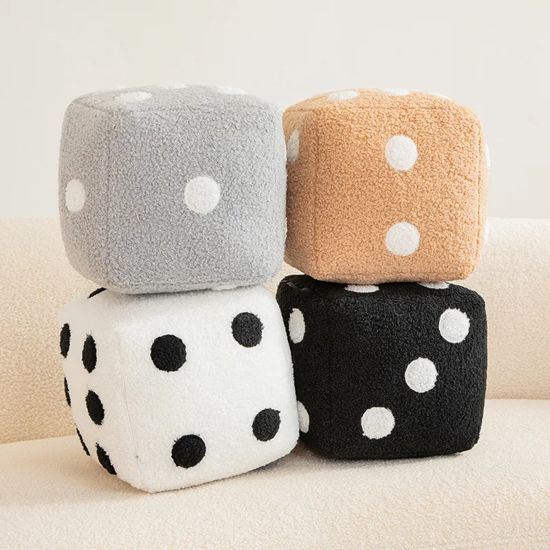 Hot Creative Funny Simulation Dice Plush Pillow Cubic Cube Pendant Dolls Stuffed Soft Sofa Back Cushion Home Decor