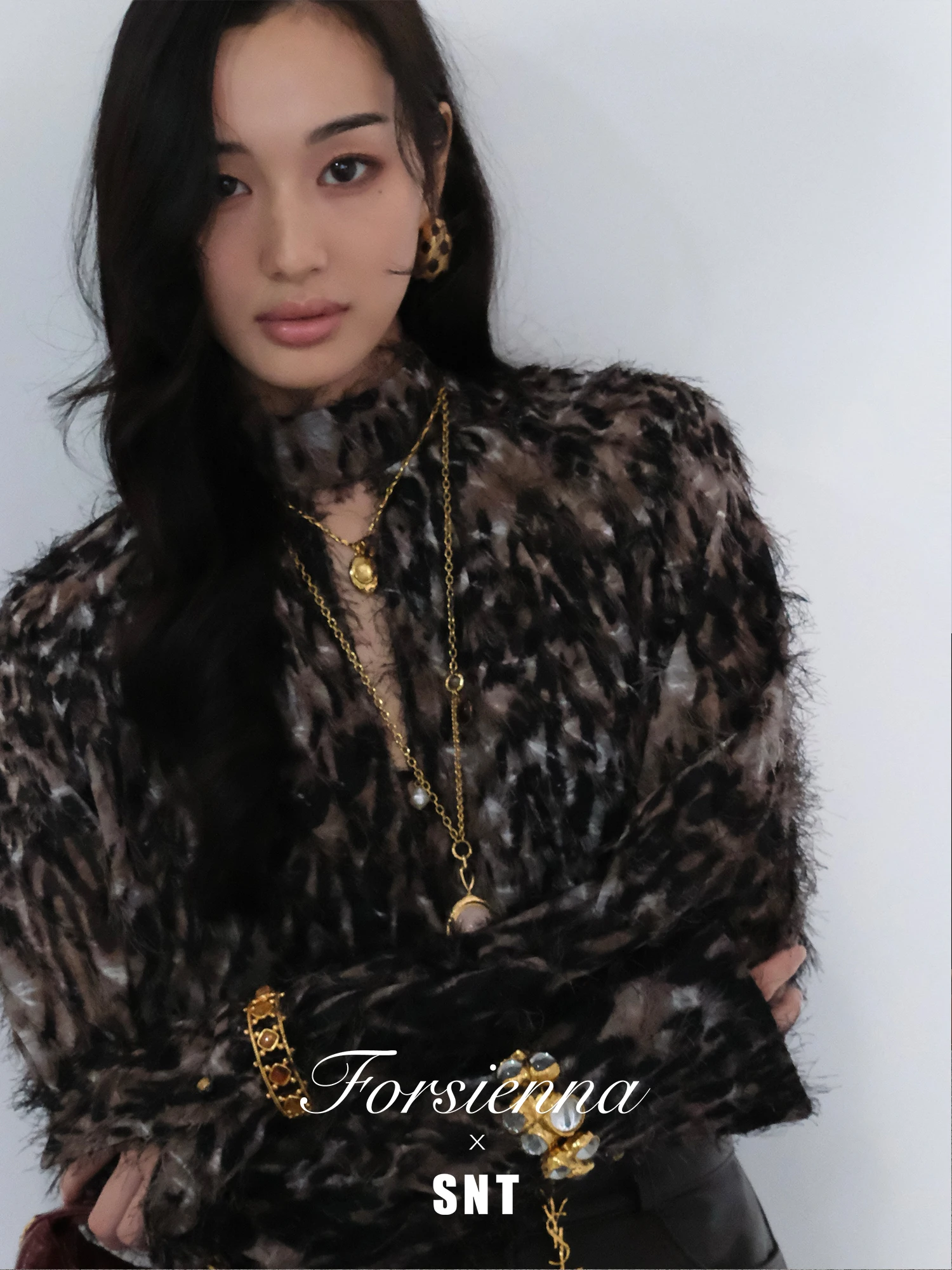 

Elegant SNT Leopard Print Feather Trim Shirt Dress Slim Fit Women's Fashion Set Winter Spring Autumn Casual Workwear