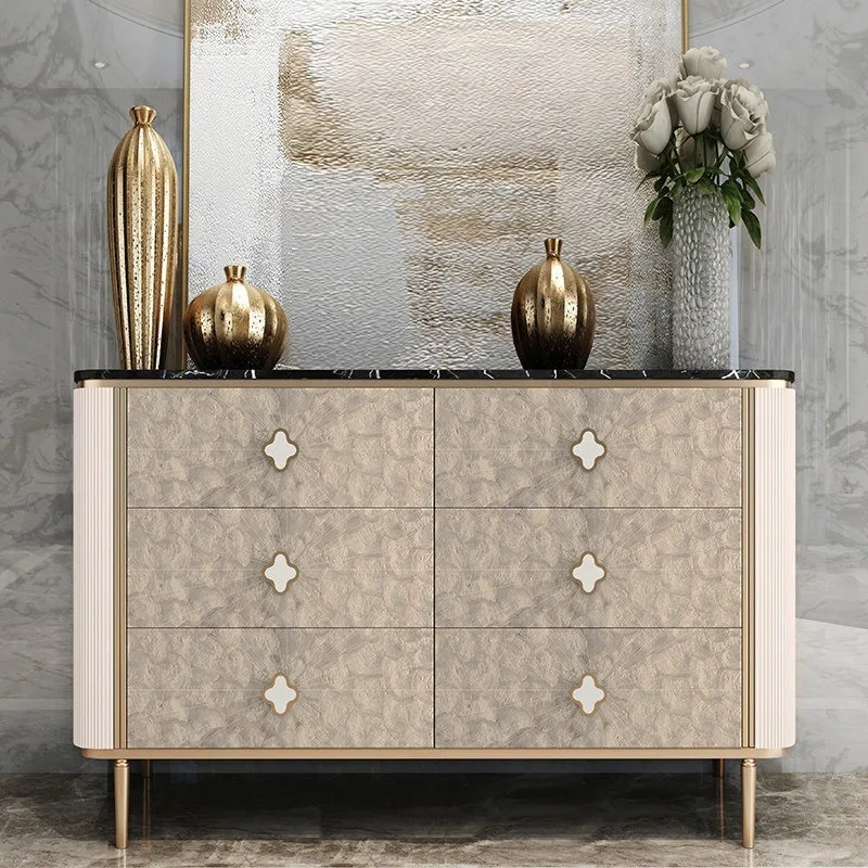 Light luxury shell chest of drawers simple modern living room bedroom ivory white low cabinet length 120 width 40 height 77 cm