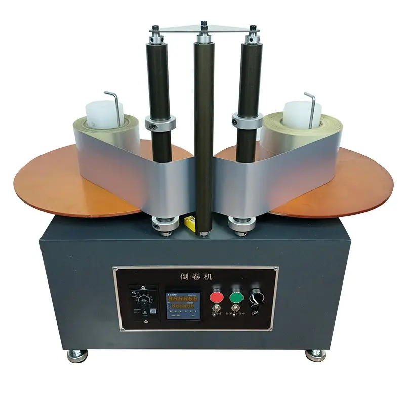 500mm 직경 디스크 라벨 카운터 리와인더 길이 계산 기능이 있는 릴 투 릴 라벨 리와인더 롤 투 롤 리와인더 기계