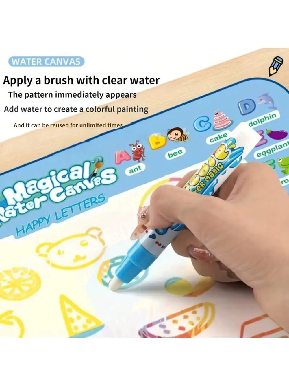 Tapete mágico doodle de água 100*80cm para crianças-tabuleiro de desenho impermeável reutilizável com canetas mágicas, brinquedo de arte educacional para crianças