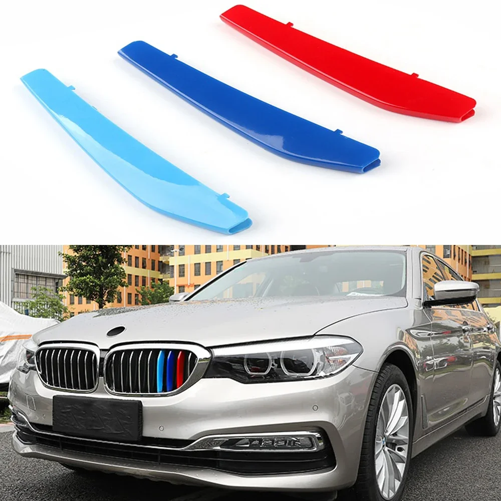 

Подходит для 17-20 BMW5 G30/G31 M-SPORT Design, 3-цветная зажимная полоса для решетки почек с 9 планками
