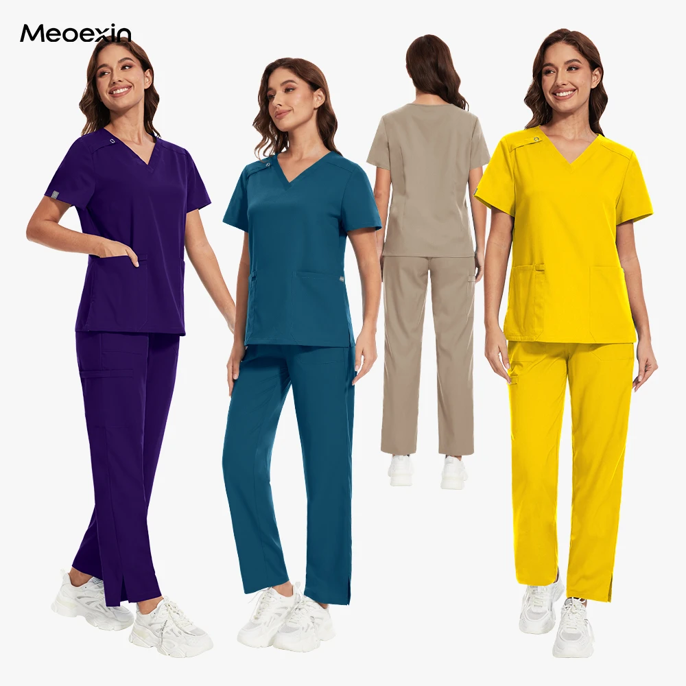 

Hot Sale Anti Wrinkle Nurse Scrubs Hospital Uniform Medical Scrubs Women Men Jogger Scrubs Sets Elastic Nursing Fashion Uniforms