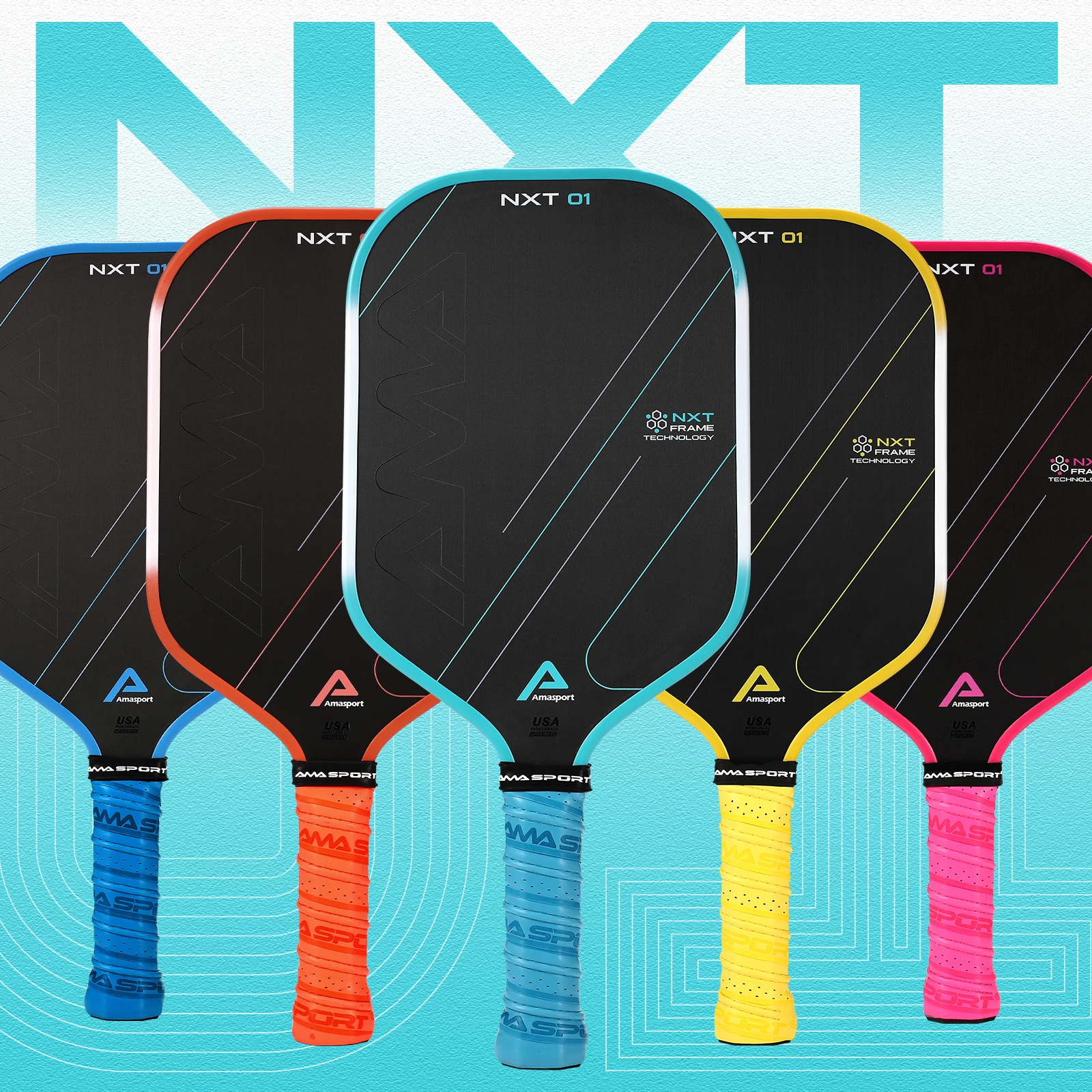 AMASGAME NXT01 Fibra De Carbono Pickleball Paddle, Certificado USAPA, Aprovado Raquete De Espuma Molecular Híbrida