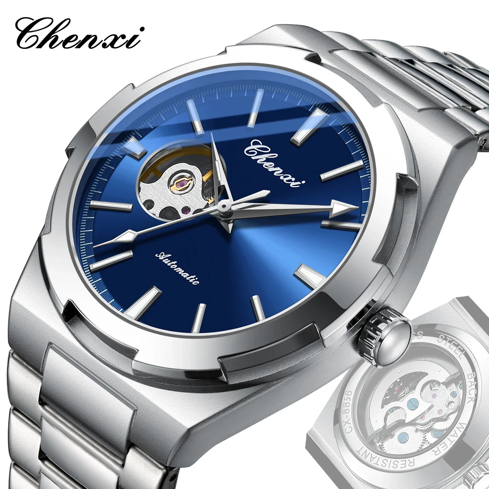 

CHENXI 8856 Top Brand Automatic movement Mechanical Watch For Men Hollow Skeleton Man Watches Waterproof Business Wrist Watch