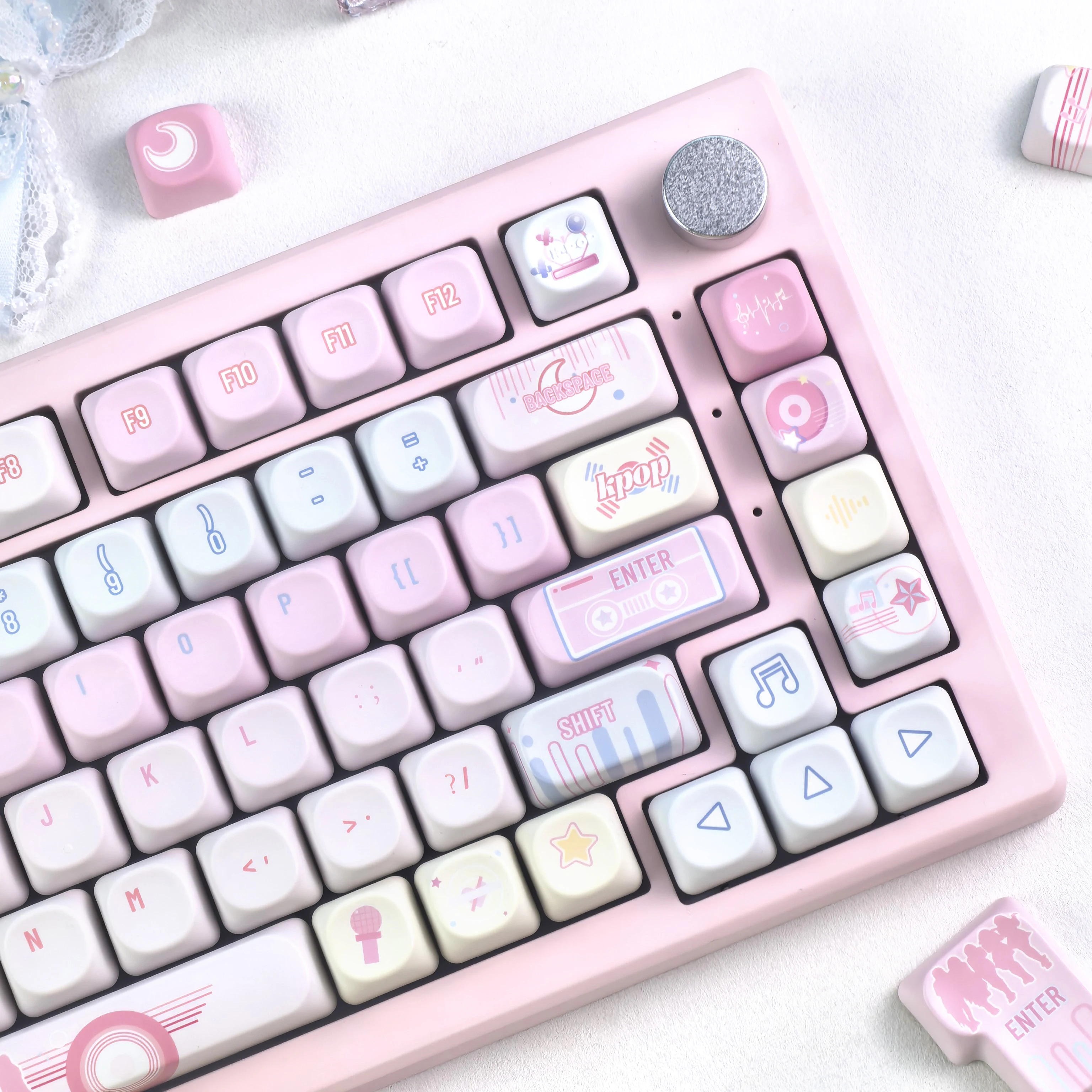 MAIMOOO PBT Pink Keycaps Moa Cherry Korean Russian Virtual Girl Group Customized DIY Keyboard Keycaps