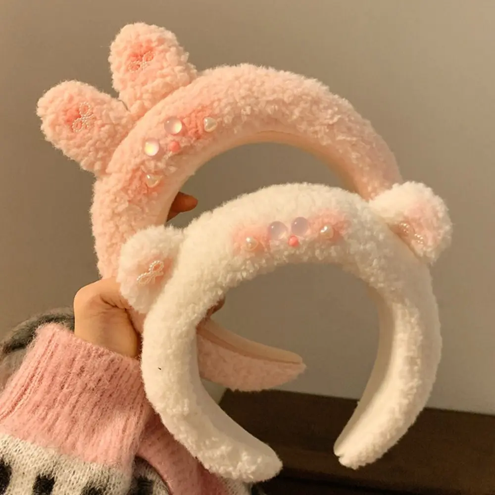 

Cute Cartoon Bear Rabbit Plush Headband Women Girls Face Wash Makeup Hairband Hair Hoop Headwear Hair Accessories