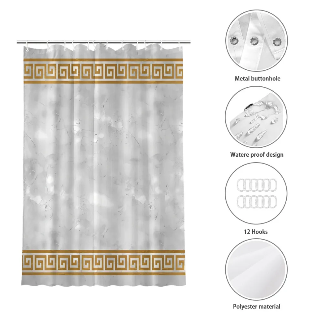 Great Greek Pattern White Bathroom Shower Curtains Ancient Greece Waterproof Partition Unique Home Decor Bathroom Accessories