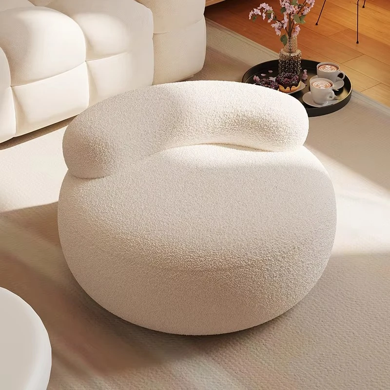 Cream Style Lamb Wool Stool, Luxury Living Room Ottoman, Soft Children’s Stool