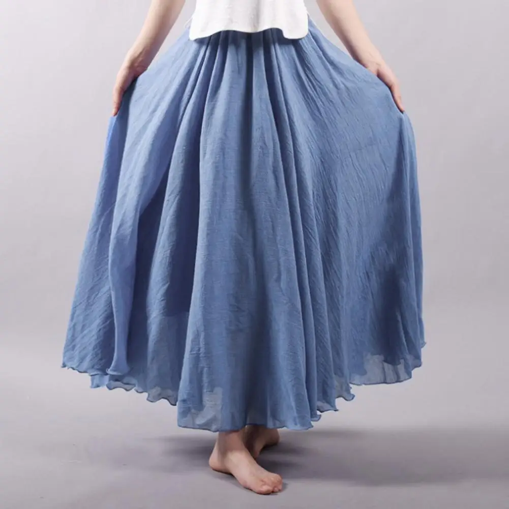 

Simple Appearance Long Skirt Elastic Waist Bohemian Maxi Skirt with Flowy Hem Women's Ethnic Style A-line Streetwear for Casual