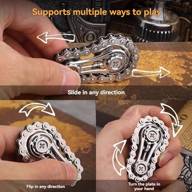 سلسلة دراجات معدنية تململ، جيروسكوب دوار، تخفيف التوتر، مخفض القلق، جيب، أداة صغيرة دوارة