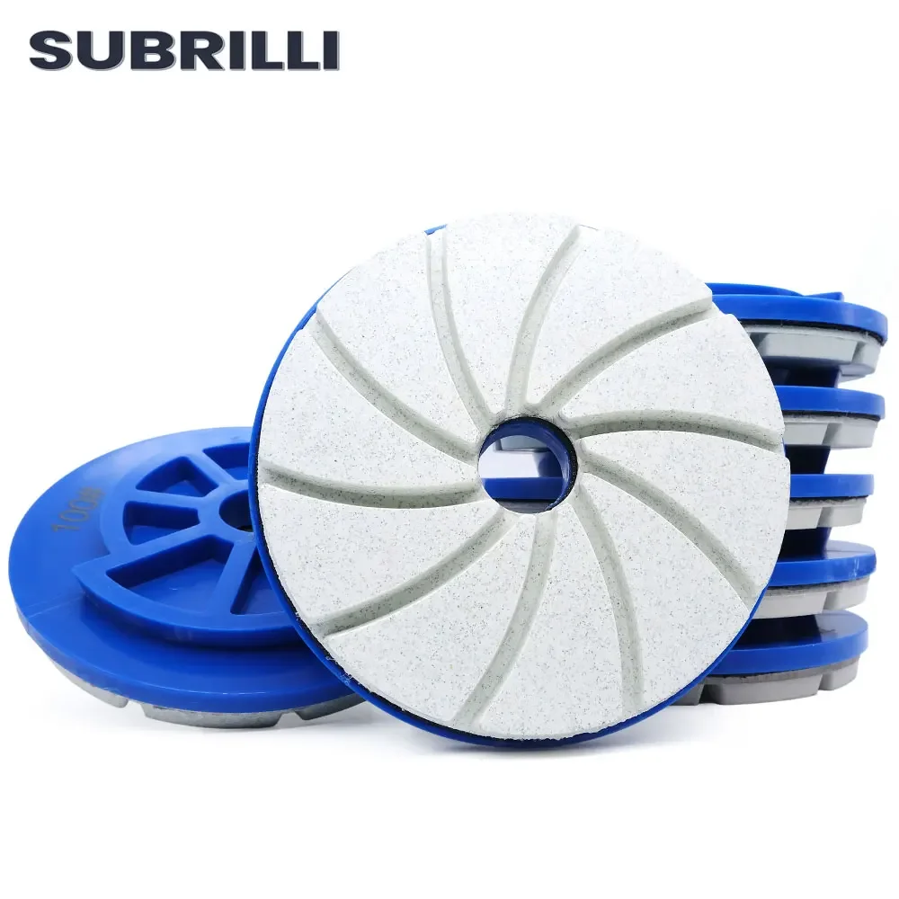 

SUBRILLI 7Pcs/Lot 5” Diamond Edge Polishing Wheels Snail Lock Resin Abrasive Grinding Discs For Granite Marble Engineered Stone