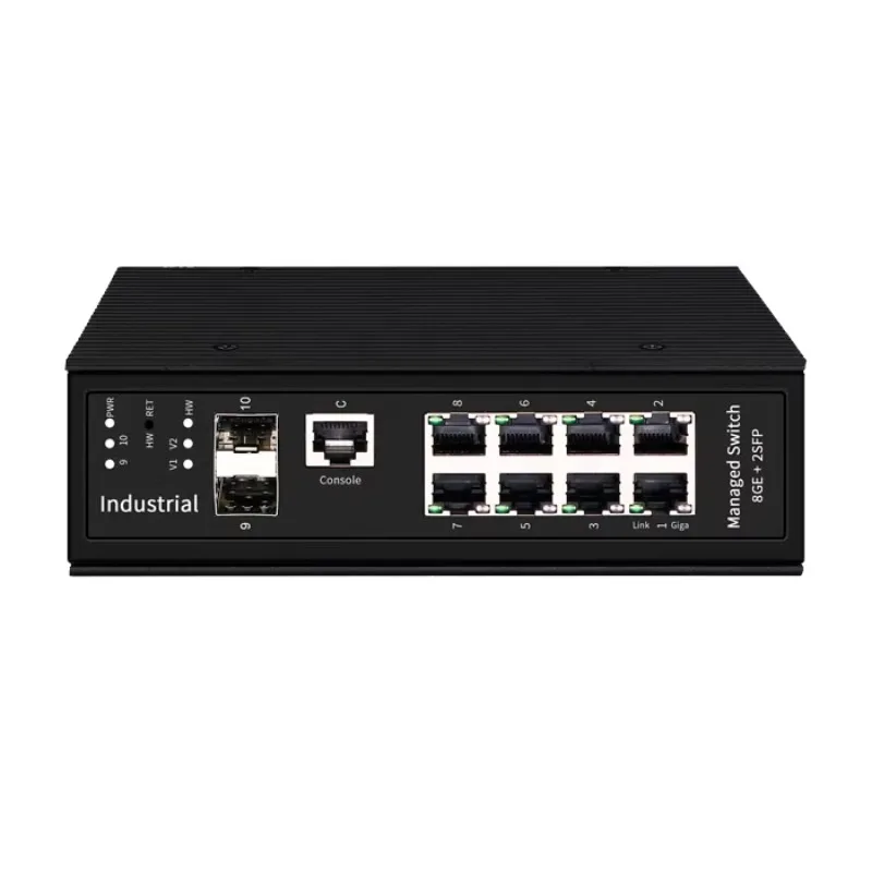 Industrial DIN-Rail Full Gigabit 8 Port L2+ Managed Switch With 2 SFP Fiber Slot BT PoE