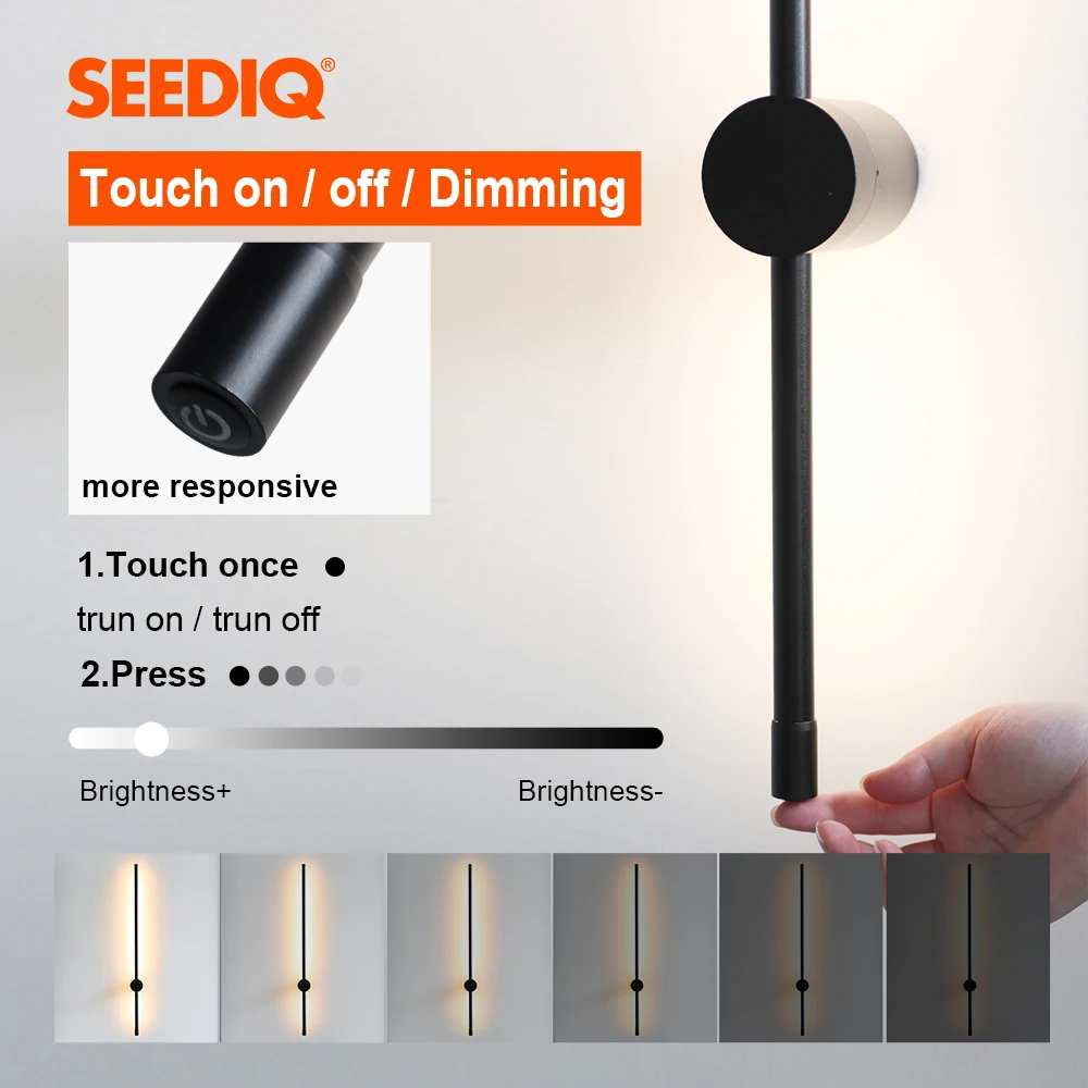 Lámpara Led de pared para interiores, candelabro de pared con Interruptor táctil, accesorio de iluminación largo para dormitorio, sala de estar,