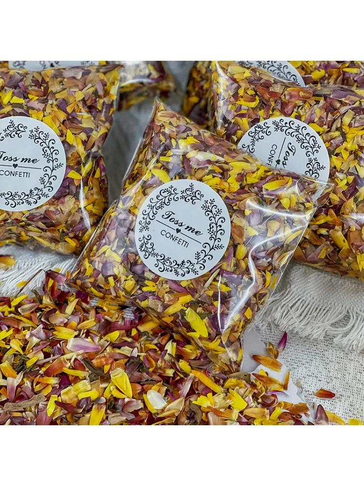 Confettis de roses séchés naturels, 10 paquets/lot, fleurs dispersées pour fête de mariage, pétales de fleurs séchées de mariage dégradables