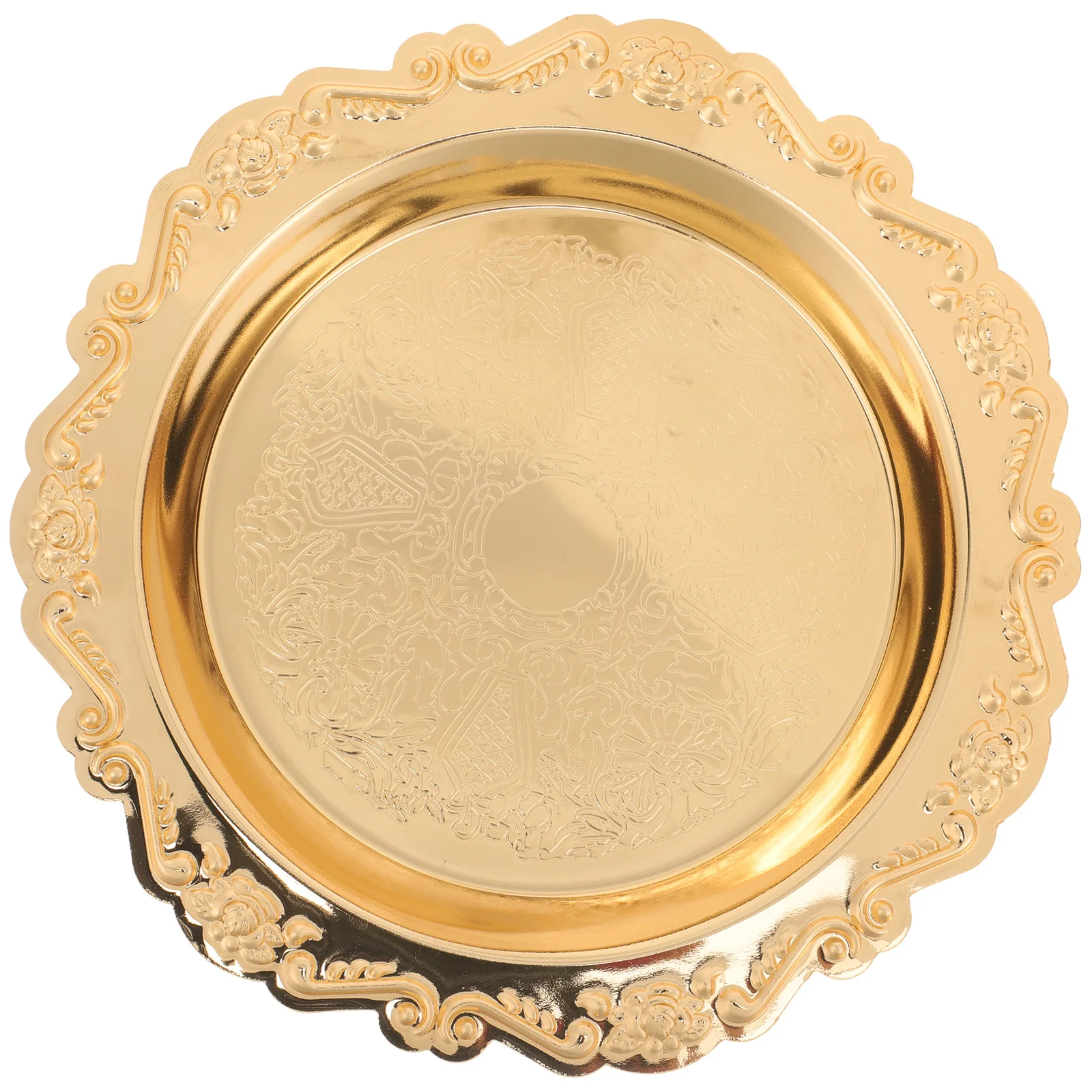 

Fruit Platter Cake Dessert Plate Golden -Friendly Food Safe Elegant Toast Cheese Pizza Snacks Tray for Wedding Party