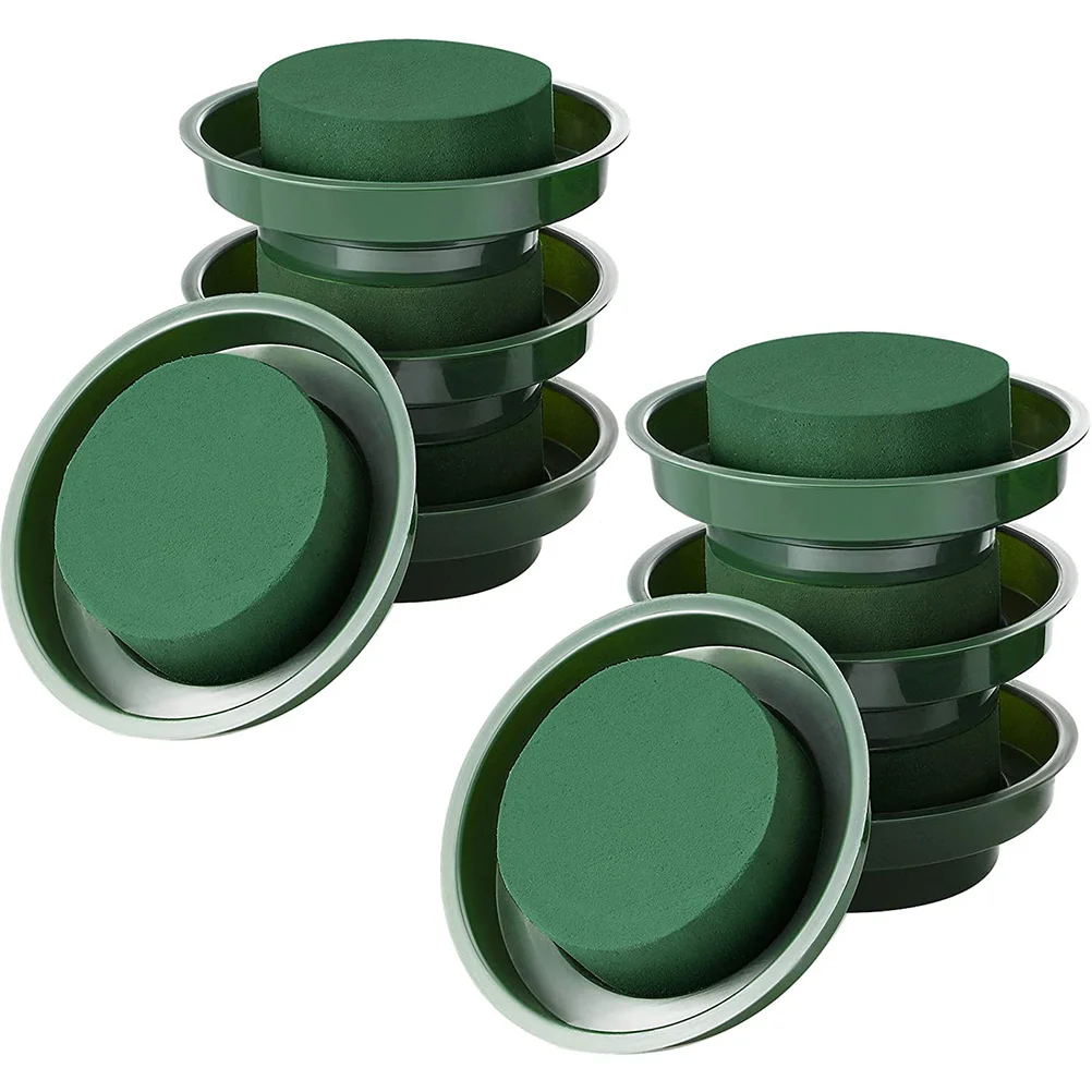 

8pcs Round Floral Blocks Floral Mud Bases High Density for Flower Arrangements Supplies Wedding Decor Vases Planters