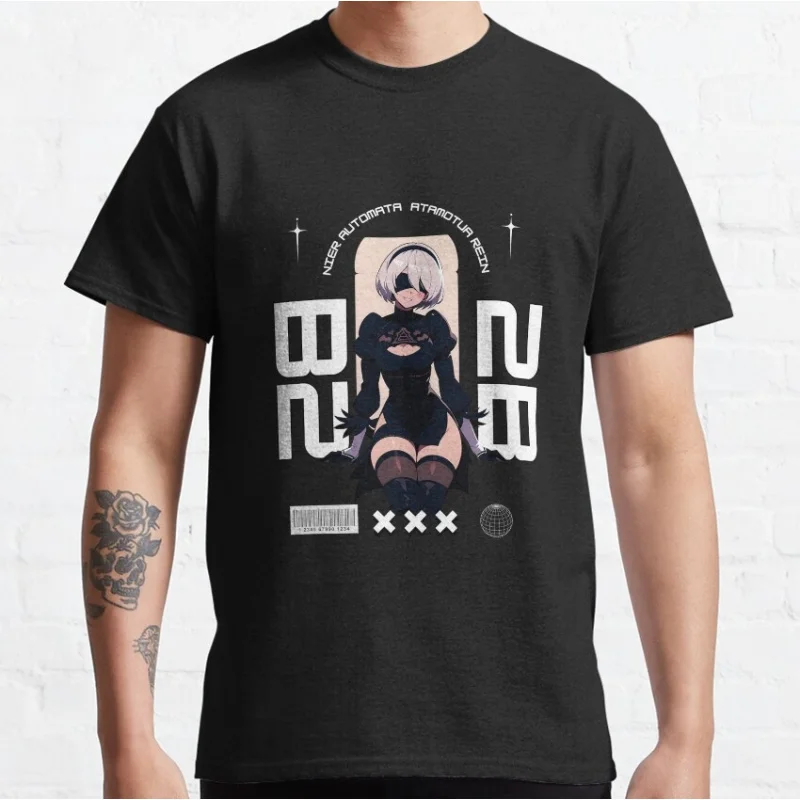 

Nier Automata 2B YoRHa Anime Gift t shirt Kawaii Waifu graphic tee 0614 Cyber Punk Y2K Clothes 100% cotton Large size Tops S-6XL