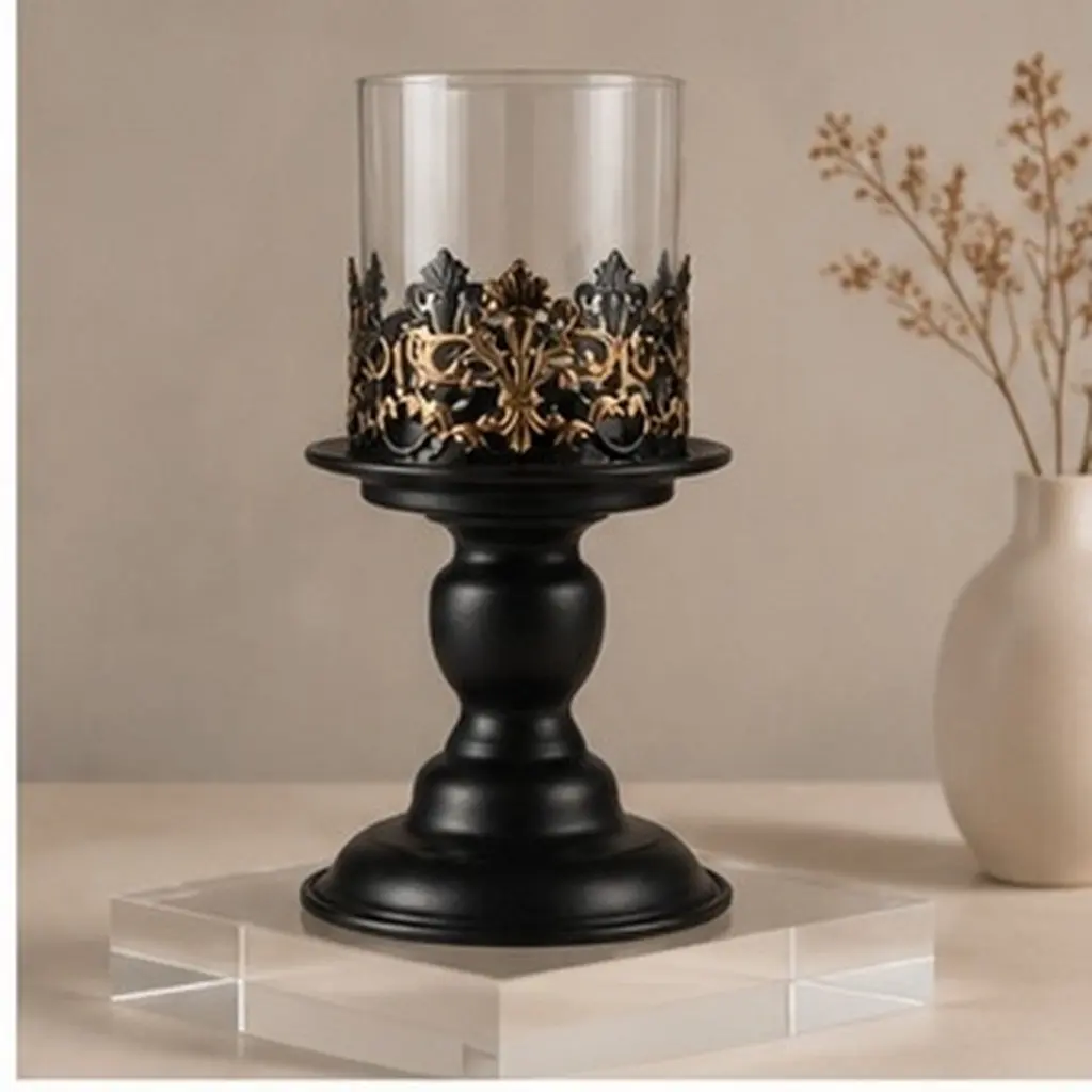 Holder Home Wedding Candlestick Decor Table Halloween Christmas Tall Holder Anti Rust Coating Black Finish Cafe Decor