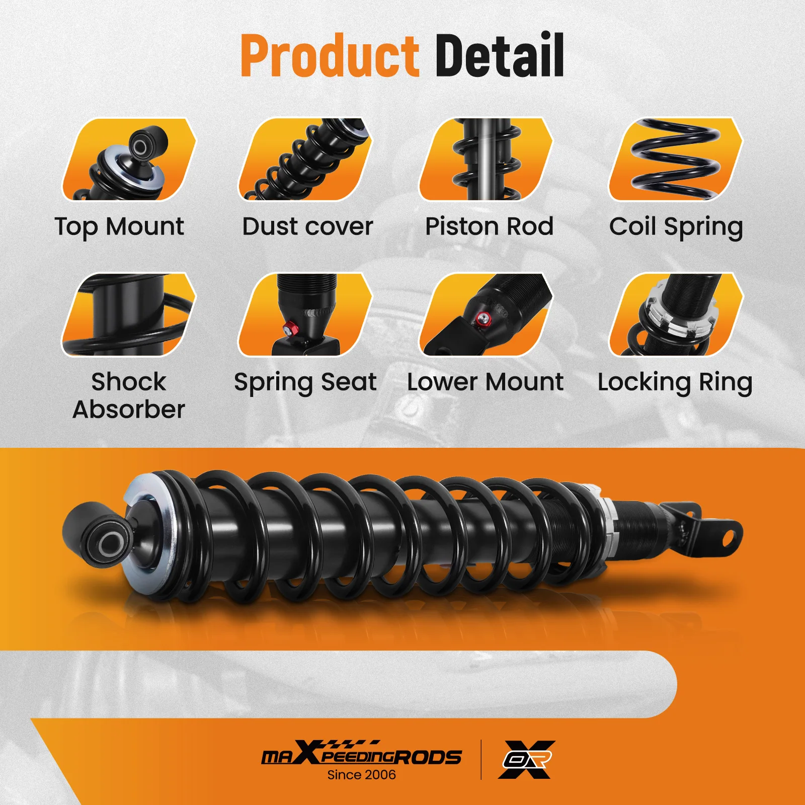 Rear Shock Kit for Honda Rancher 420 TRX420FA TRX420FE 2014-2023 4x4 Camo 4x4