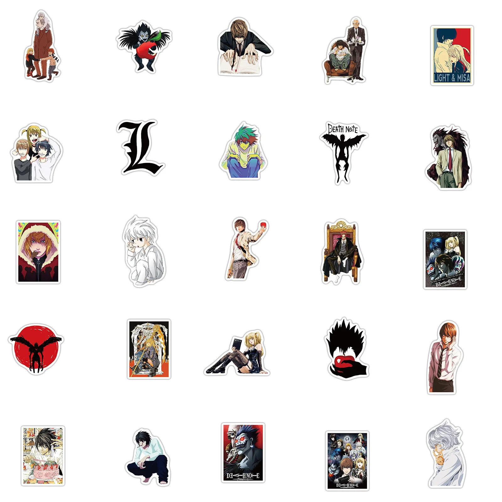 50Pcs Anime Death God Note Stickers, Japanese Horrow Theme Anime, Waterproof Halloween Anime Stickers for Guitar Laptop