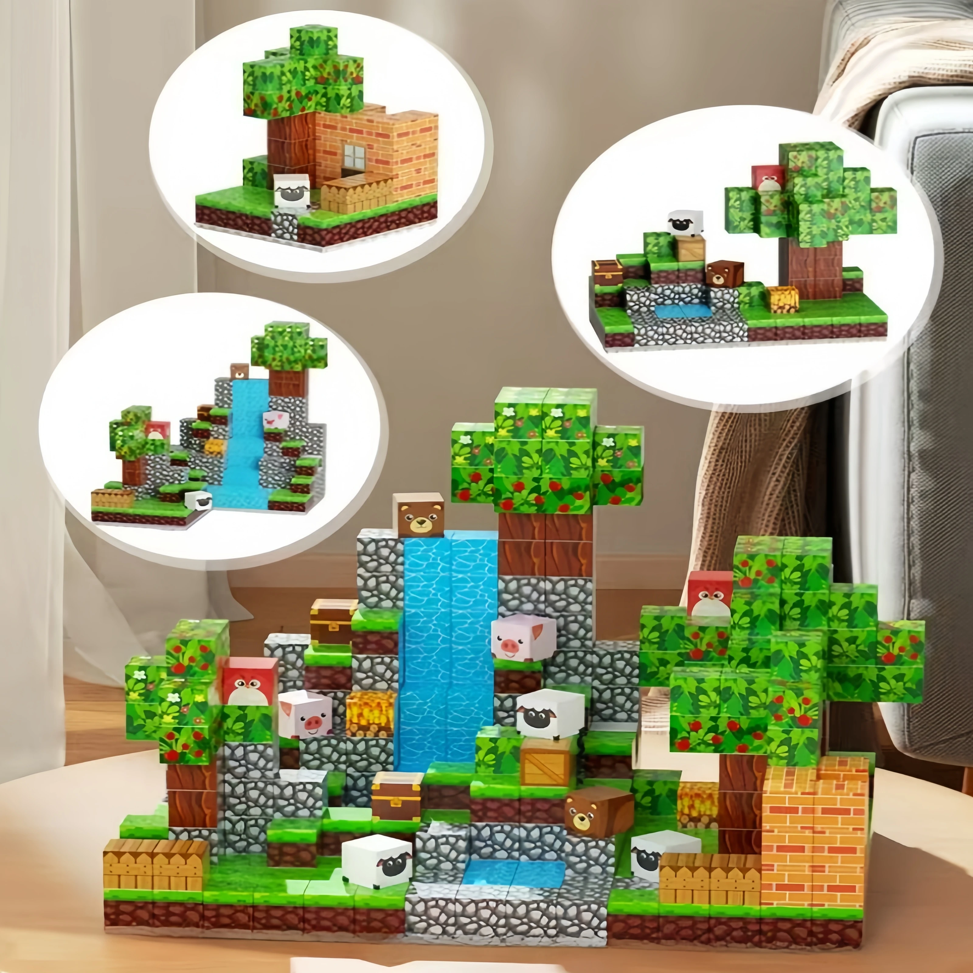 Magnetyczne klocki konstrukcyjne: zestaw magnetycznych klocków konstrukcyjnych 52/117 elementów, zabawka-łamigłówka 3D DIY, zabawka sensoryczna edukacyjna STEM dla dzieci, prezent na urodziny