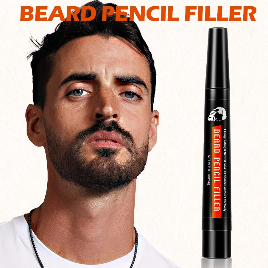 Men Beard Filler Pen Black Single-Ended Moustache Makeup Products Long-Lasting Fast-Dry Waterproof Easy Convenient Use Beard Pen