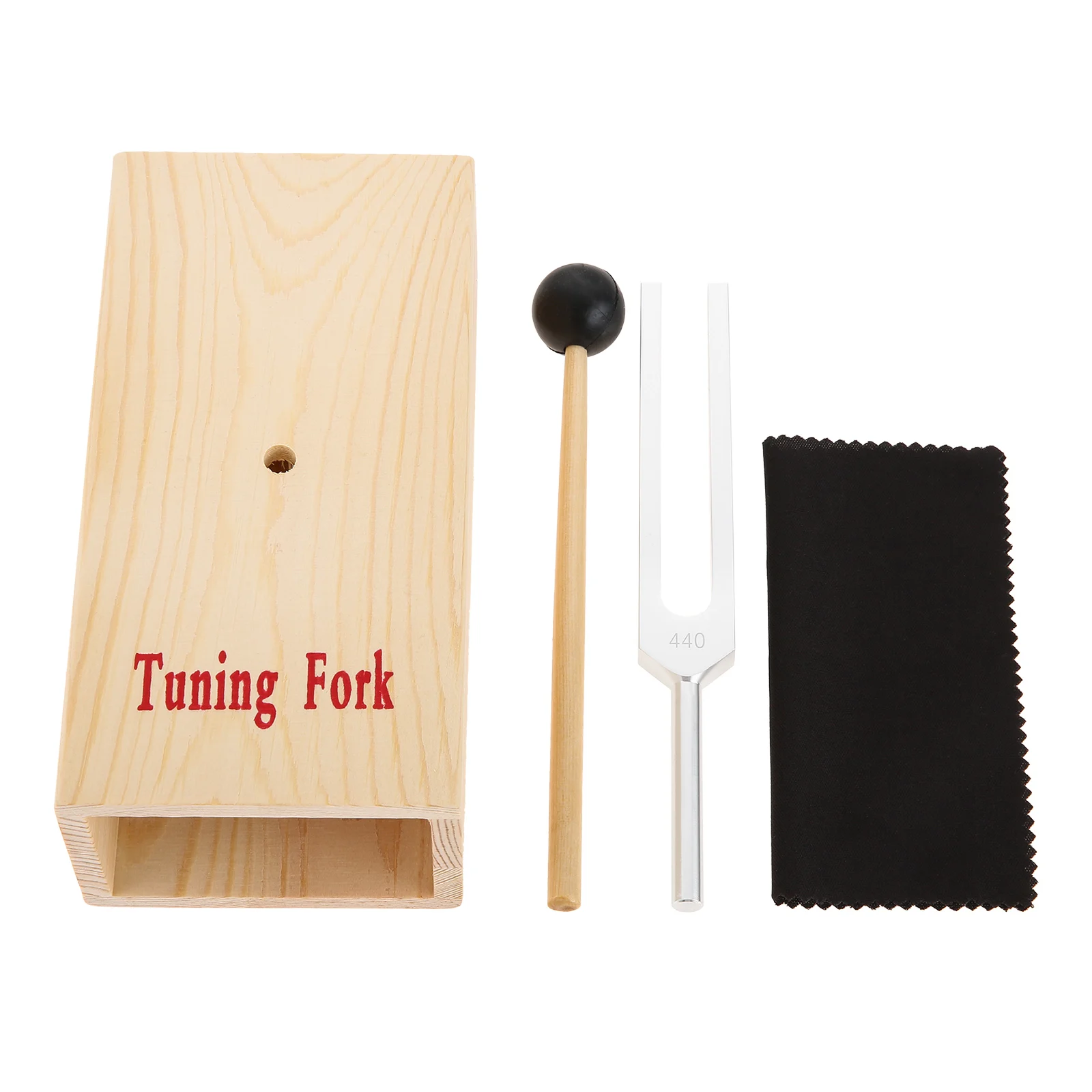 1set 440Hz Tuning Fork+Silicone Hammer Wooden box Cleaning Cloth Sound Therapy/DNA Repair Healing/ Musical Instrument/Vibration