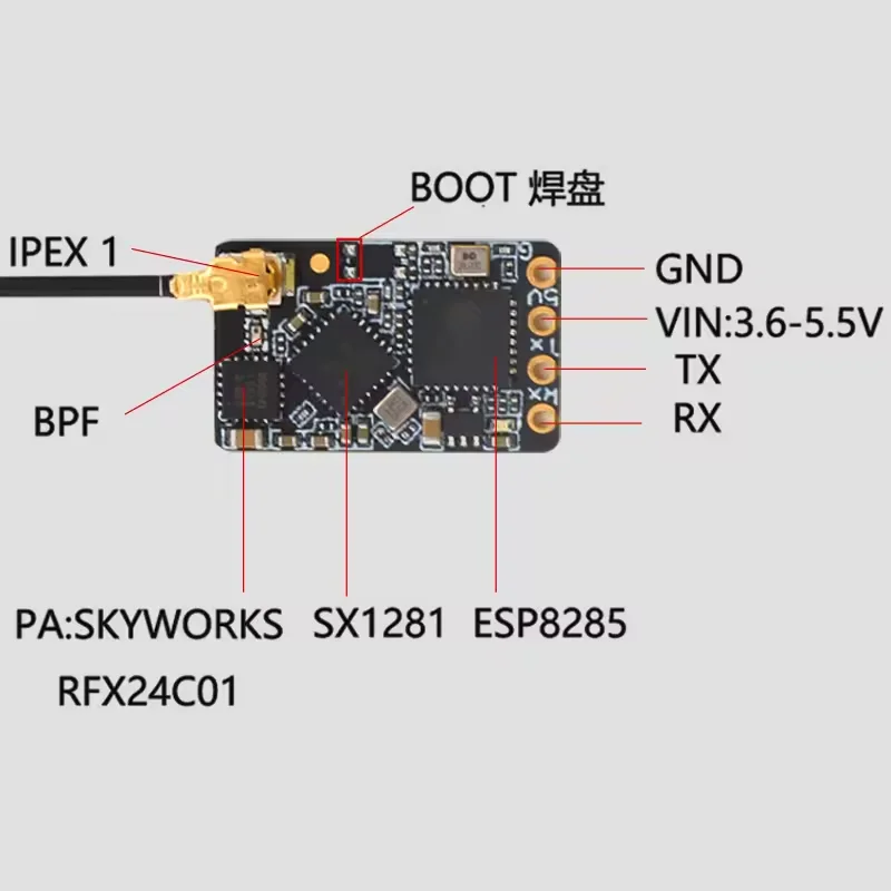 

Radiomaster TX12 2.4G RX 720MHz Receiver 433MHz 500Mhz RX TX Module FPV ExpressLRS Receiver with T type Antenna for RC FPV Drone