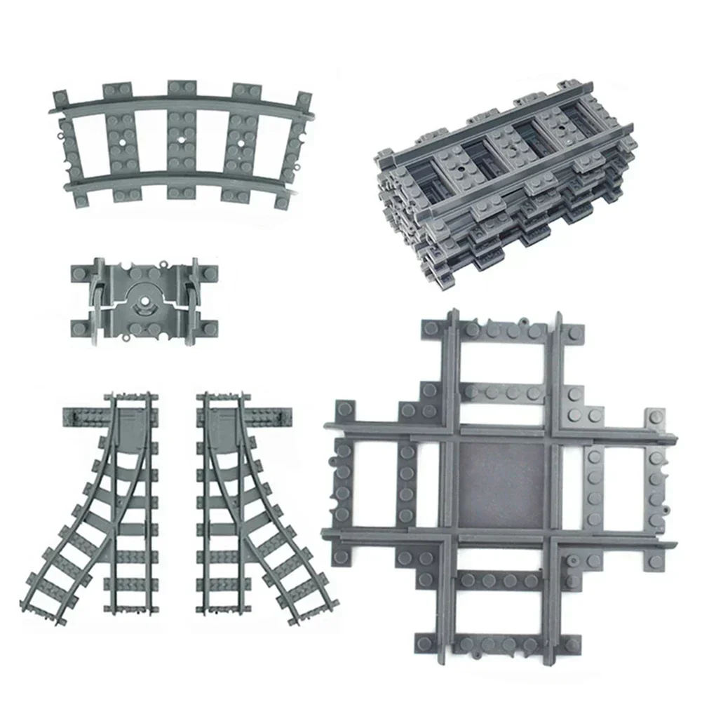 Décennie s de construction de voies ferrées télécommandées, voies de train de ville, doux, droit, croix incurvée, jouets de bricolage créatifs, R64, MOC