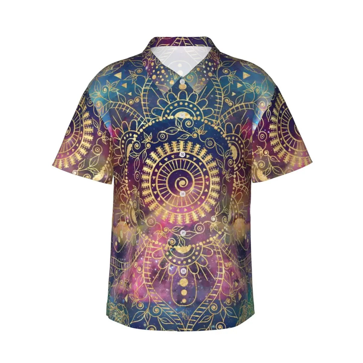 

Пляжная рубашка с мандалой Nebula, золотая акварель, гавайские повседневные рубашки с цветочным принтом, мужские блузки с коротким рукавом, дышащая одежда с узором
