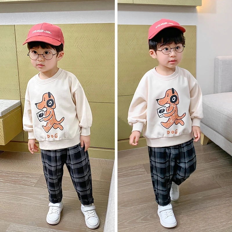 Child Cartoon Hoodies Toddler Beige Spring Long Sleeve Pullover Tops Baby Boys Casual Fashion Sports Sweatshirts Autumn Costume image 5