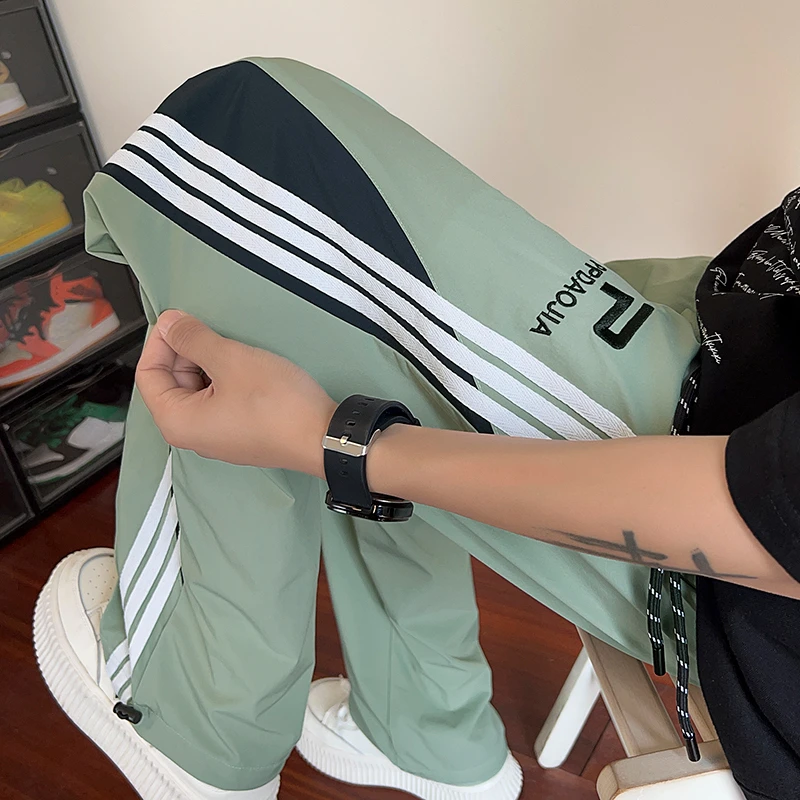 Summer Dopamine Ice Pants Summer Trend Sport Splicing Pants Fashion Quick Dry Sweatpants Men Women Casual Pants