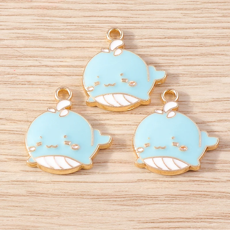 10 stücke Nette Blaue Farbe Emaille Tier Vogel Pinguin Katze Blume Charms Anhänger für Schmuck Machen DIY Ohrringe Halsketten Handwerk geschenk – Detail 12