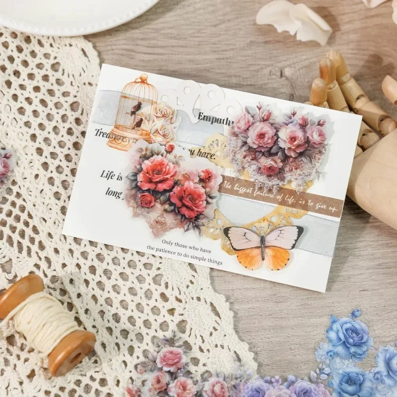 20Pieces package Decorative Retro Sticker Pack Lace Stickers Bouquet Series Flower Supplies DIY Scrapbook cut 139*98MM