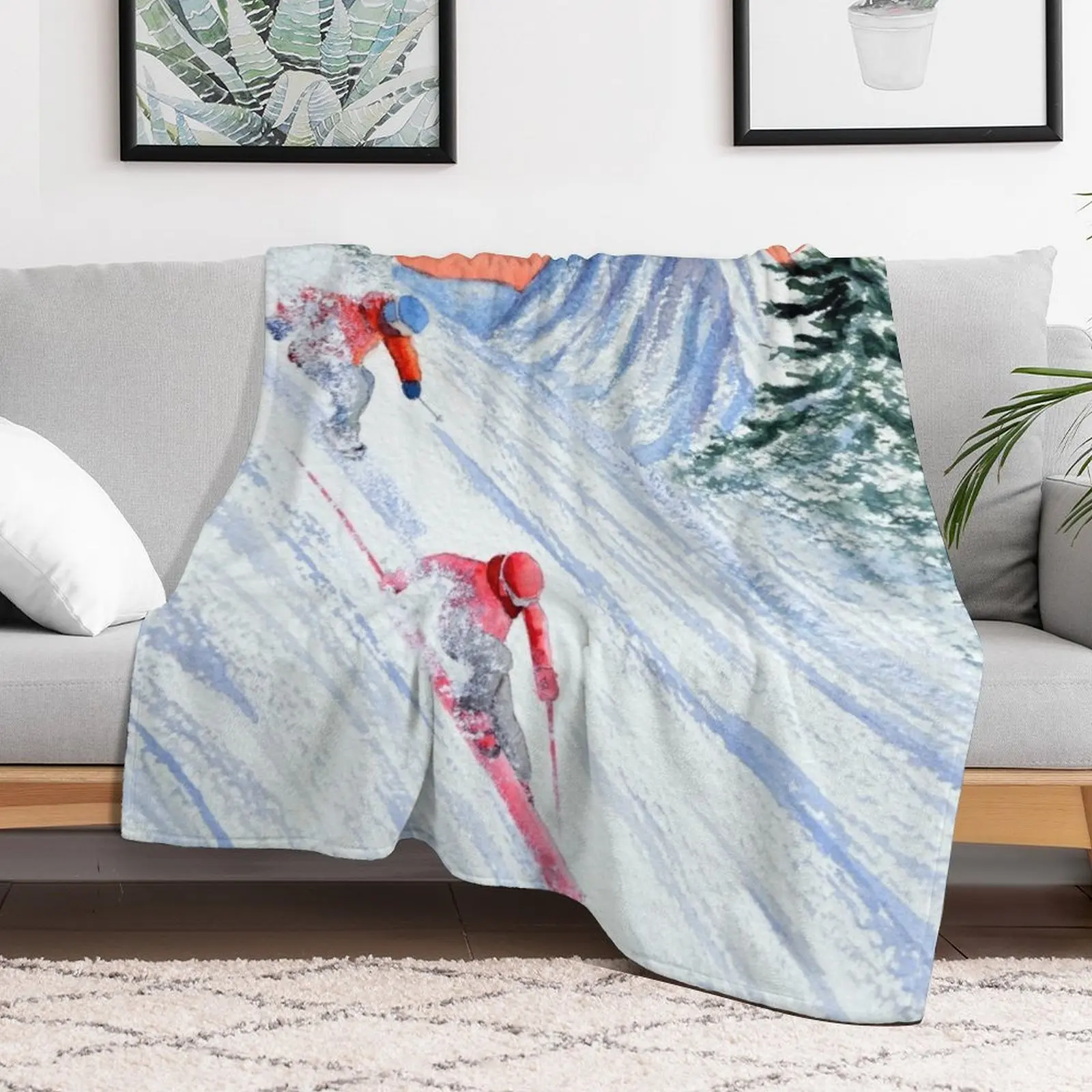 Skiing - She's Leading The Way Throw Blanket manga Thermals For Travel Baby halloween Blankets