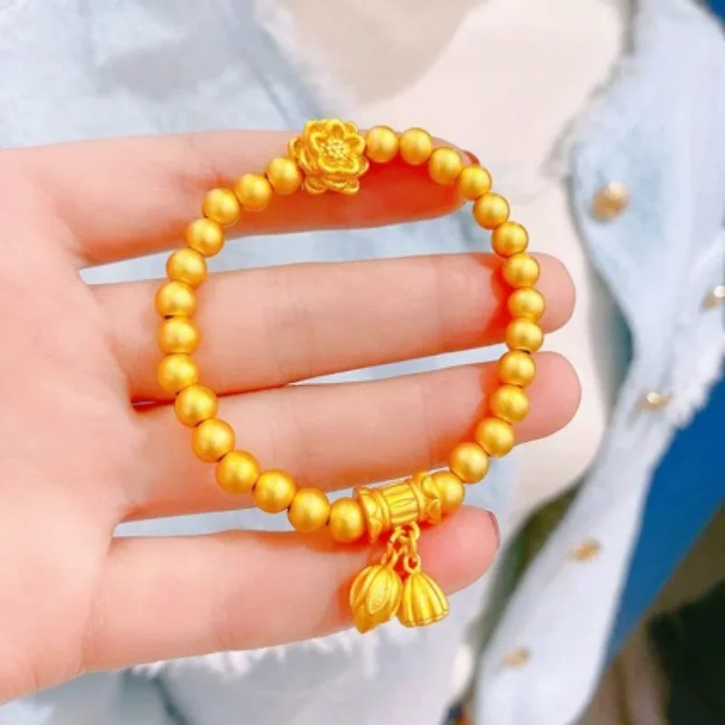 

Temperament Elegant Delicate Transporting Beads Lotus Flowers Lotus Pods Hand String Jewelry Women's Classic Bracelet New 2024