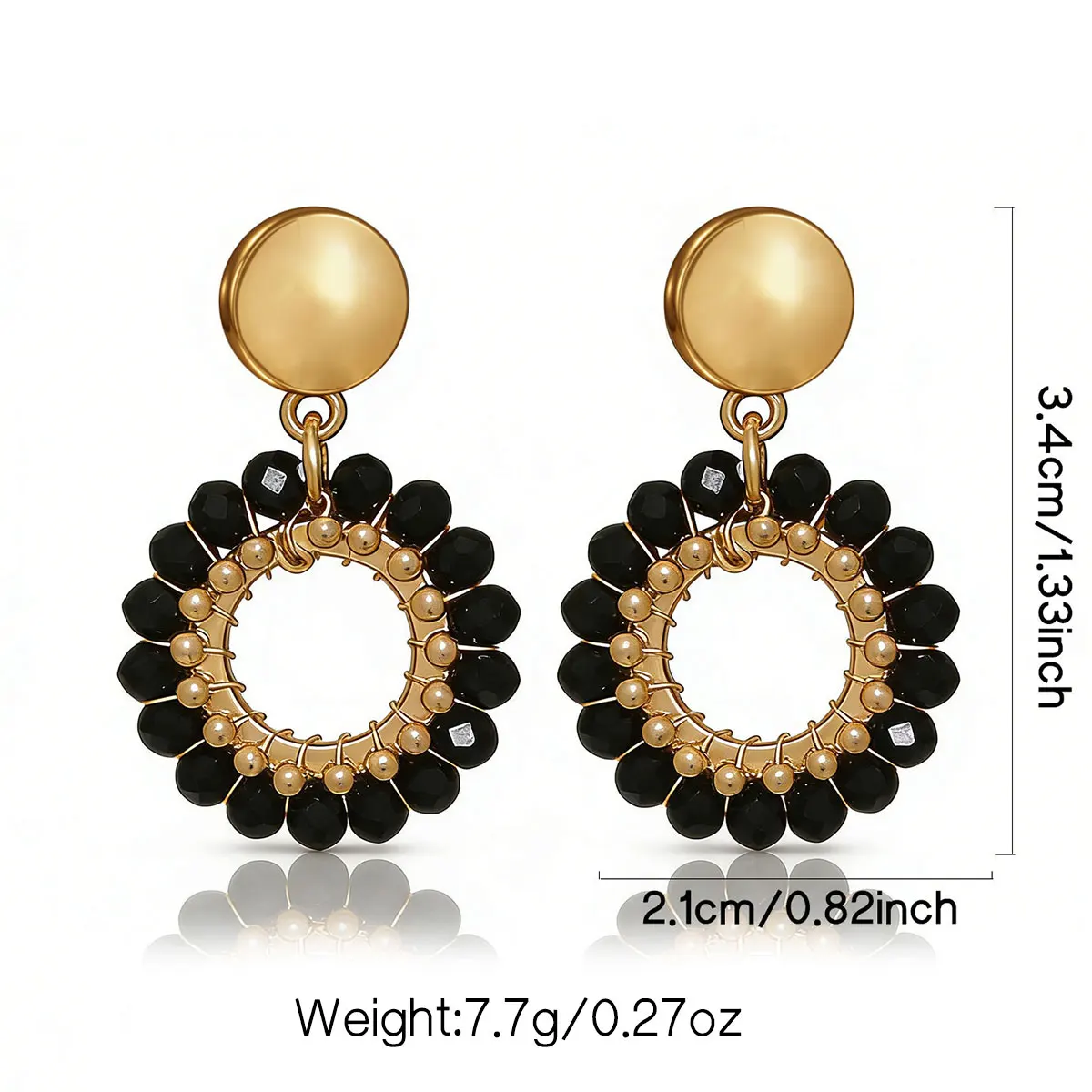 Women's Bohemian Vintage Colorful Openwork Hoop Earrings Beaded Resort-Style Jewelry Gift for Mother's Day Valentine's Day