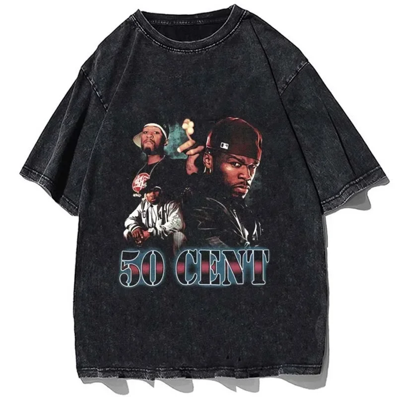 

Rapper 50 cents tshirt high quality cotton summer T-shirt short sleeve graphics shirt casual loose oversize tees streetwear tops