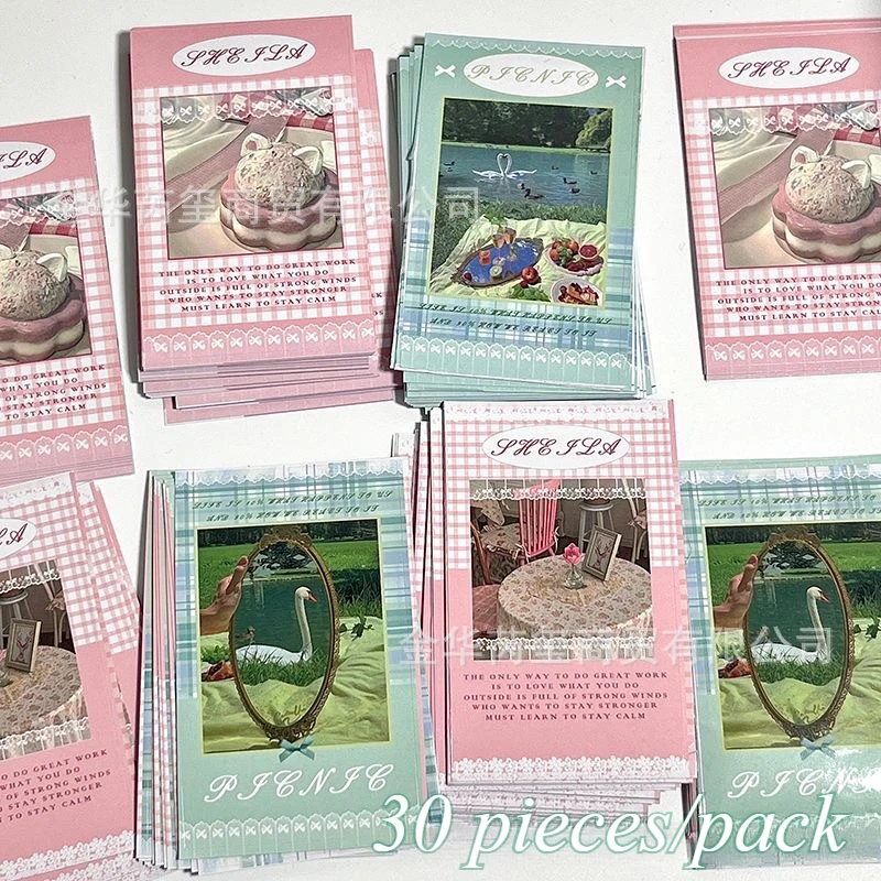 30pcs/set Vintage Sealing Stickers Scrapbook Stickers Aesthetic Ins Beauty Landscape Sweet Dessert Box Decor Student Kids Gift