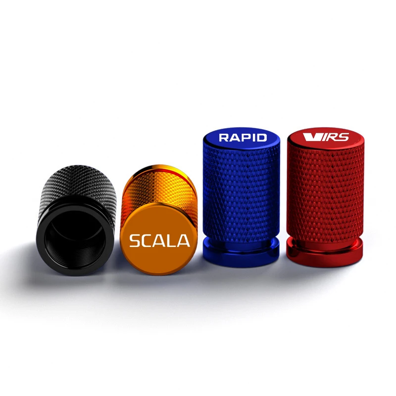 Alloy Car Wheel Tires Valves Caps for Skoda KAMIQ KODIAQ KAROQ SCALA OCTAVIA Citigo RAPID Enyaq Fabia Superb VRS