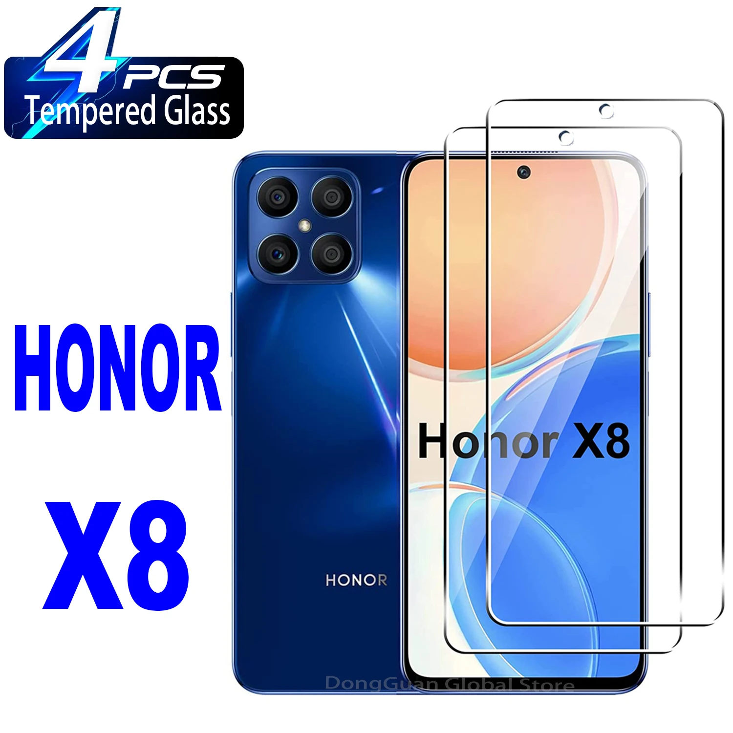 2/4 шт. высококачественное алюминиевое закаленное стекло для HONOR X8 Защитная стеклянная пленка для экрана