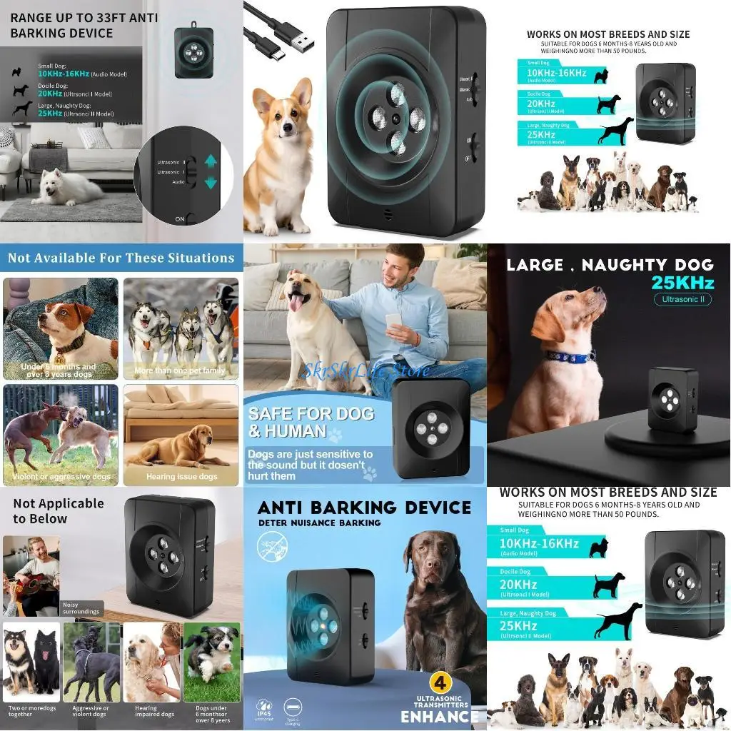 

E65E AntiBarking Device Dog Bark Safety Control Ultrasonic Pet Stop Repellers Tool